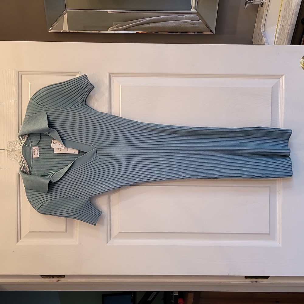 Cotton On size medium teal mini stretch ribbed dress